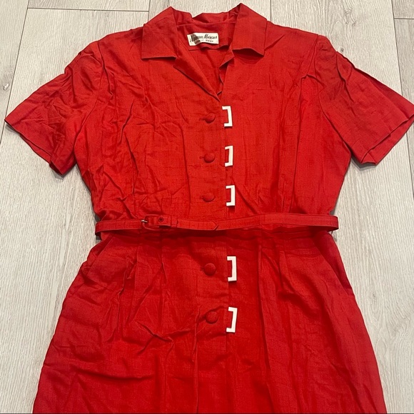Neiman-Marcus Sports Shop Red Button Up Short Sleeve Dress VINTAGE - Picture 4 of 12